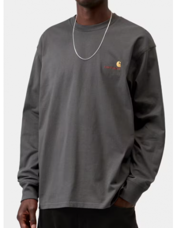 Carhartt WIP L/S American Script T-shirt - Graphite - Home - Miniature Photo 2