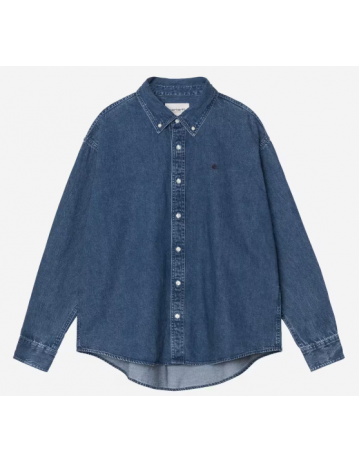 Carhartt Wip L/S Lucas Shirt - Blue Stone Washed - Product Photo 2