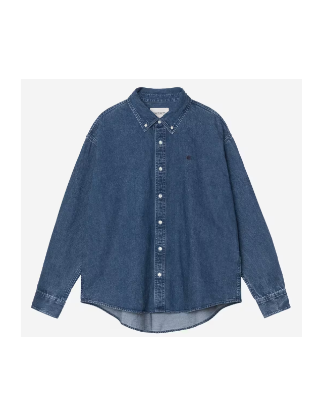 Carhartt Wip L/S Lucas Shirt - Blue Stone Washed - Heren Overhemd  - Cover Photo 2