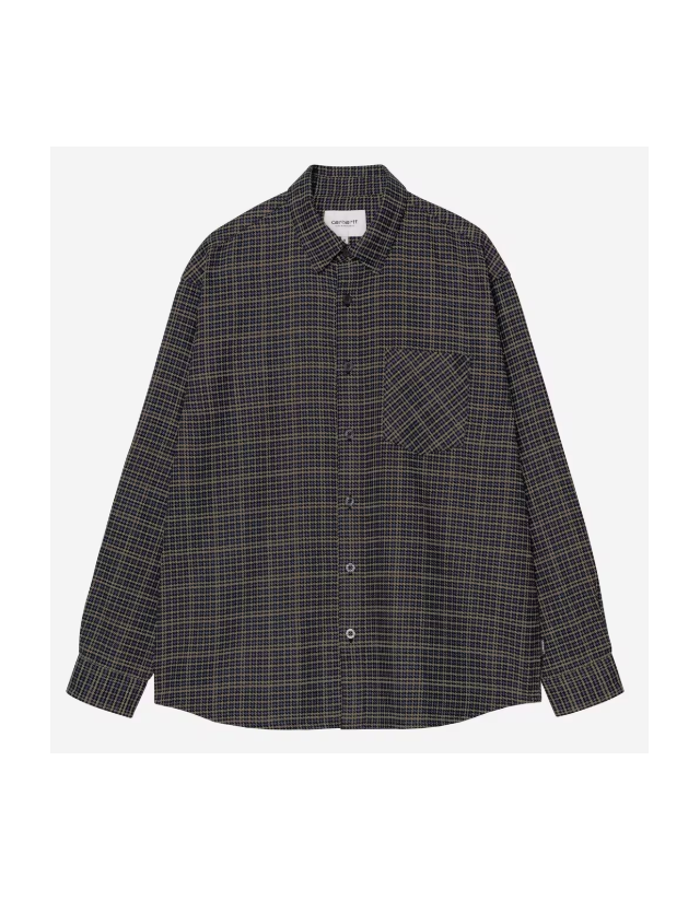 Carhartt Wip L/S Todrick Shirt - Houndstooth Blue - Heren Overhemd  - Cover Photo 2