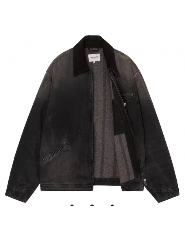 Carhartt Wip Og Detroit Jacket - Black / Black Tobacco Used - Veste Homme  - Cover Photo 1