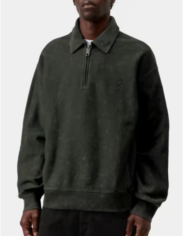 Carhartt Wip Lambert Polo Sweat - Raven Moon Wash - Product Photo 1