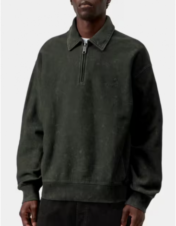 Carhartt WIP Lambert Polo sweat - Raven moon wash - Men's Sweatshirt - Miniature Photo 1