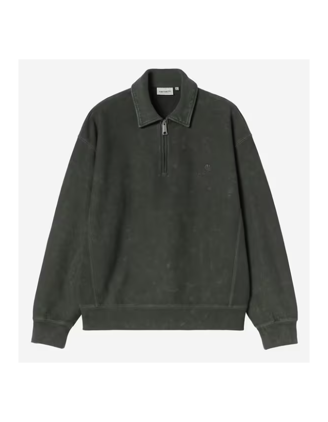 Carhartt Wip Lambert Polo Sweat - Raven Moon Wash - Men's Sweatshirt  - Cover Photo 2