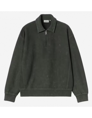 Carhartt WIP Lambert Polo sweat - Raven moon wash - Men's Sweatshirt - Miniature Photo 2