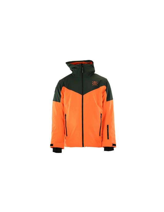 Watts Storm Jacket - Fluo Orange / Forest - Veste Ski & Snowboard Homme  - Cover Photo 1