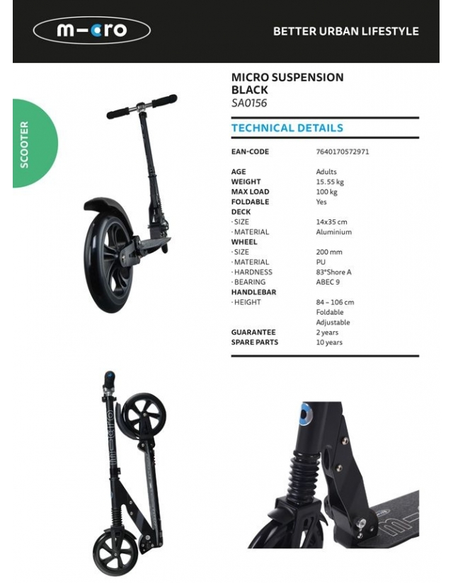 Micro Suspension Black. - Scooter  - Cover Photo 5
