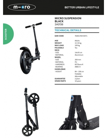 Micro Suspension Black. - Scooter - Miniature Photo 5